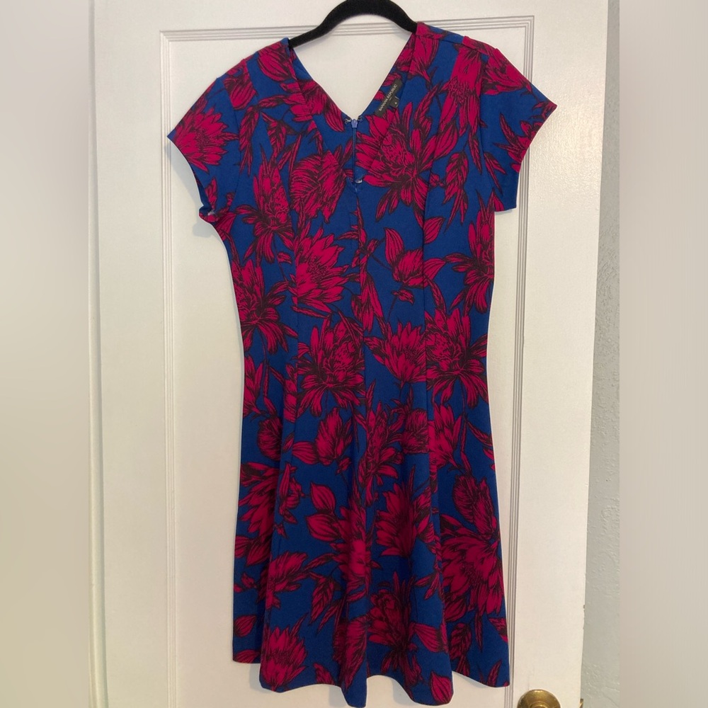 Banana Republic Blue and Pink floral Fit and Flare dress (Size 6)